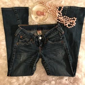 True Religion Blue Low Rise Flare leg Jeans Sz 25